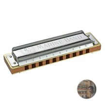 Hohner Marine Band 1896 F Harmonic Minor 10-Hole Pearwood Harmonica with Case