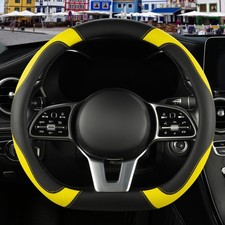 Microfiber D-Shaped Steering Wheel Cover, 13.5-14 Inch, Breathable, Anti-Slip