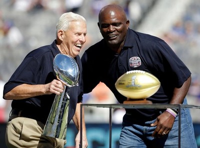 Lawrence Taylor NFL Legend with Trophy Celebration Photo Reprint