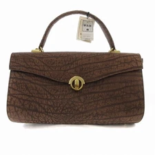 Kasho 2WAY Antelope Leather Handbag Flap Brown Women