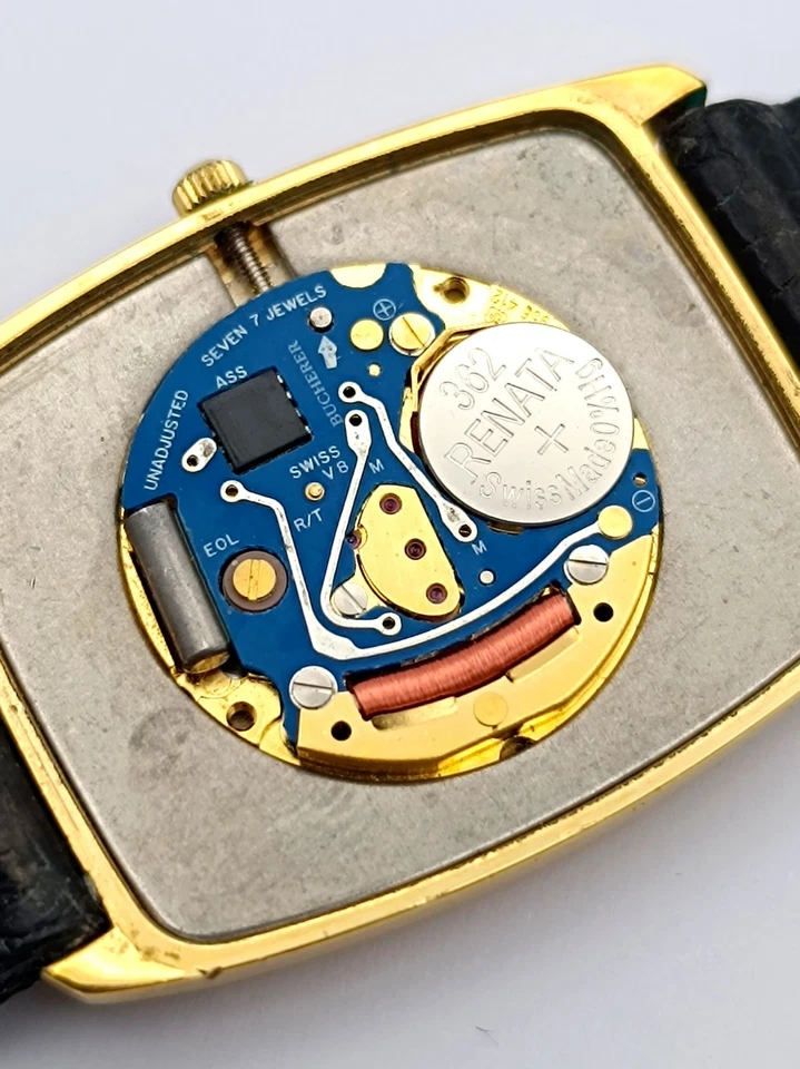 Bucherer Hombre Swiss Cal. Reloj Tanque Oro Vintage 946.412 Números Romanos Cuarzo Foto 4 de 4