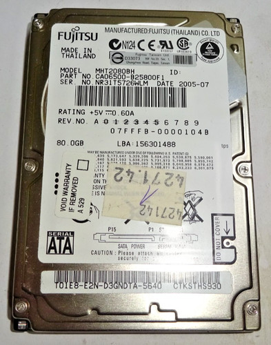 FUJITSU ***MHT2080BH*** 80 GB SATA HDD Notebook 2,5 ZOLL #NFP1412