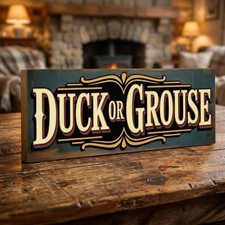 Duck Grouse Vintage Style Sign Handmade Wood  28cm Mind Head Low Beam Wall Decor