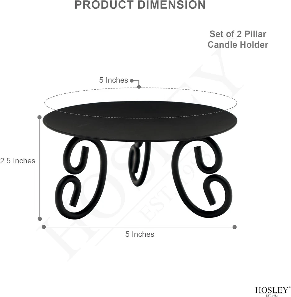 Hosley Juego de 2 Candelabros Pilares o LED 5 Diámetro 5 (Juego 2), Negro Foto 2 de 4