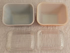 VINTAGE 501C ORCHARD REFRIGERATOR DISH BROWN BEIGH PYREX 10 OZ. GLASS LIDS SET 2 — photo 3