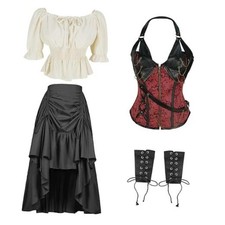 4 pcs Viking pirate Renaissance costumes for women steampunk X-Large Z3759rd
