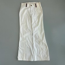 Vintage 70s Brittania Bell Bottom Pants White Flare Hippie Boho Size True 26x30