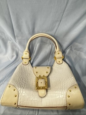 Michael Kors Beige Crocodile Embossed Satchel Top Handle Zip Gold Hardware