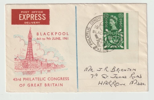 9/6/1961 UK GB Cover - 43rd Philatelic Congress of Great Britain - Blackpool