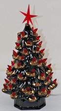 Ceramic Christmas Tree 11   Lighted With Detached Base RED LIGHTS