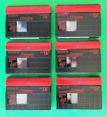 Lot of 6 Sony Premium Mini DV Cassettes DVM60ME LP90 Used Once, Erased & Rewound