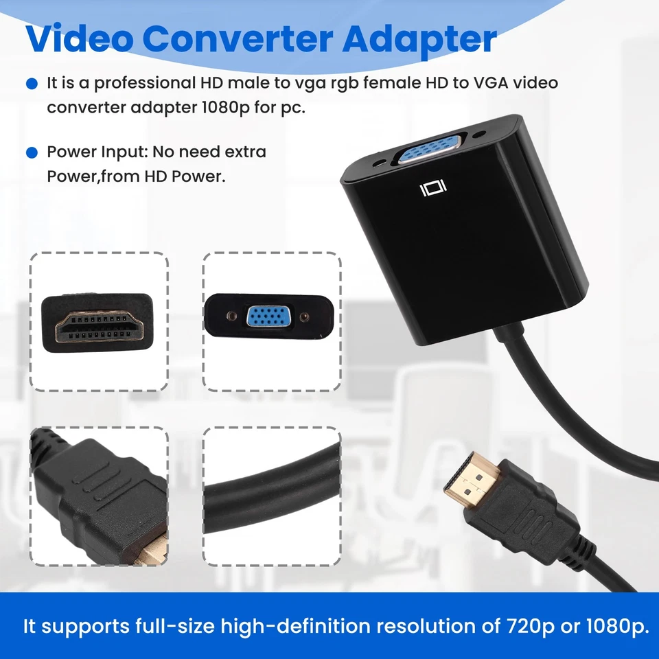 To VGA Male To VGA RGB Female Video Converter Adapter Male to Female3312 - Image 3 of 4