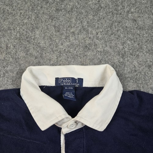 Polo Ralph Lauren Shirt Boys XL (20) Blue Red Striped Rugby Pony Long Sleeve - Picture 6 of 16