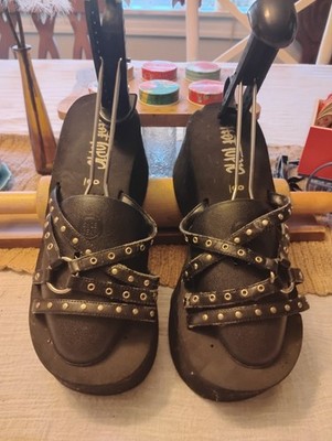 Sx:8 Hot Topic Demonia-19 Black Leather Platforms Heel 3.5''