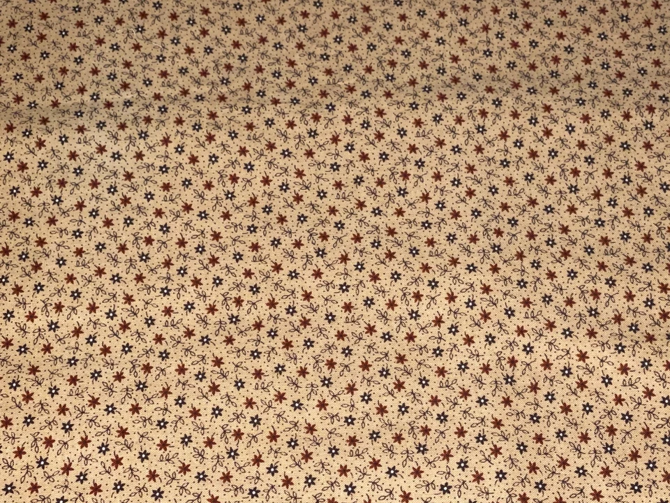 2/3 码复古小花卉印花雏菊深红色棕色棉织物 Springs 出品 — 第 2/4 张图片