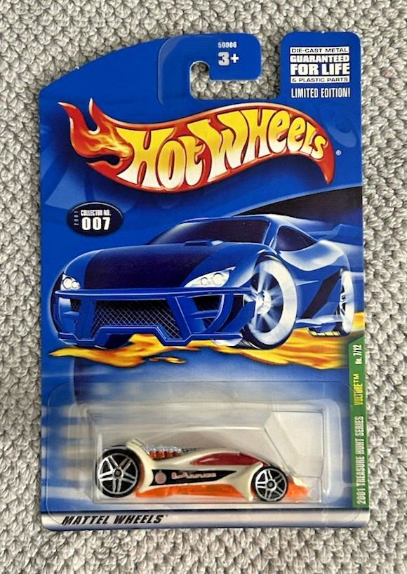 Hot Wheels Vulture, 2001 Treasure Hunt #007, White w/PR5 Wheels, Very Rare