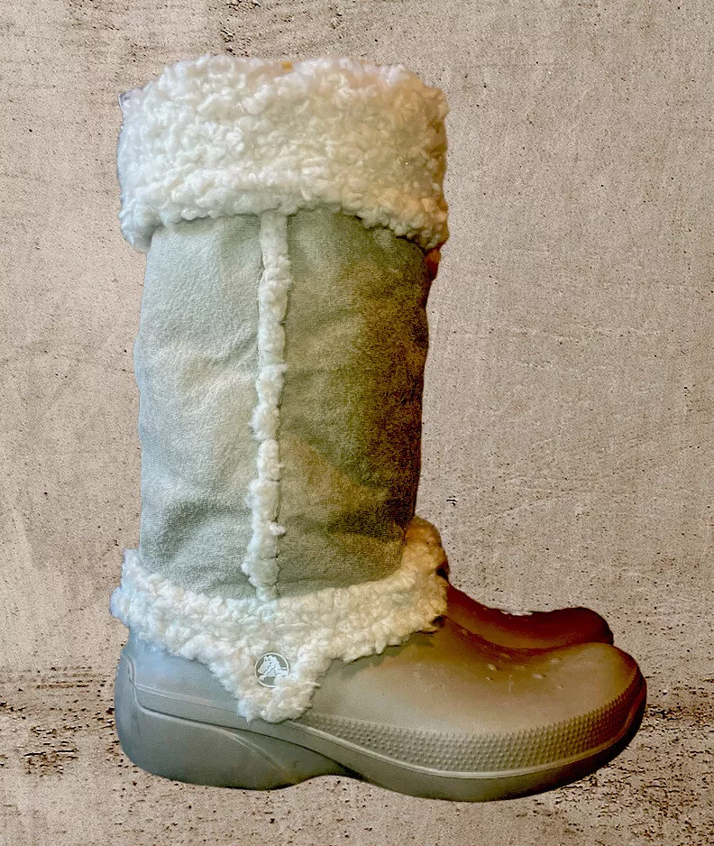 Crocs Nadia Women s 7 Waterproof Shearling Lined Beige Snow Boots