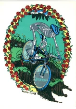The Grateful Dead Sticker - Skull Riding Bike Surounded by Roses - F. Styles