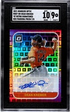 2021 Donruss Optic Dean Kremer RED PANDORA PRIZM /8 SGC 9 w/10 AUTO