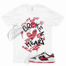 BROKEN T Shirt to Match Dunk Low White Black University Red Bred Gym Varsity 1