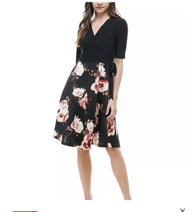 Black dress with store floral skirt