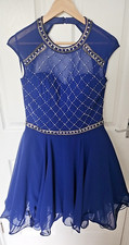Chi Chi Royal Blue with Diamante and Pearl Prom Dress - Size 12/14