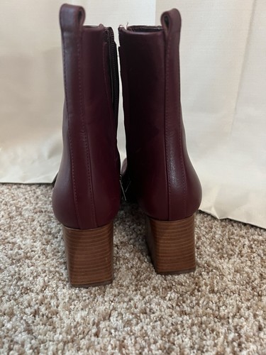 Stivali donna Marc Fisher Floria rosso mattone pelle blocco impilati punta quadrata 9,5 - Foto 4 di 5