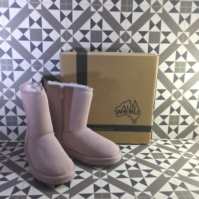 AUS WOOLI Australia Water-Resistant Genuine AU Sheepskin Zip-Up Boot UK3