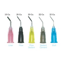 Dental Pre Bent Needle Tips 100 tips 18 Ga. pink liner