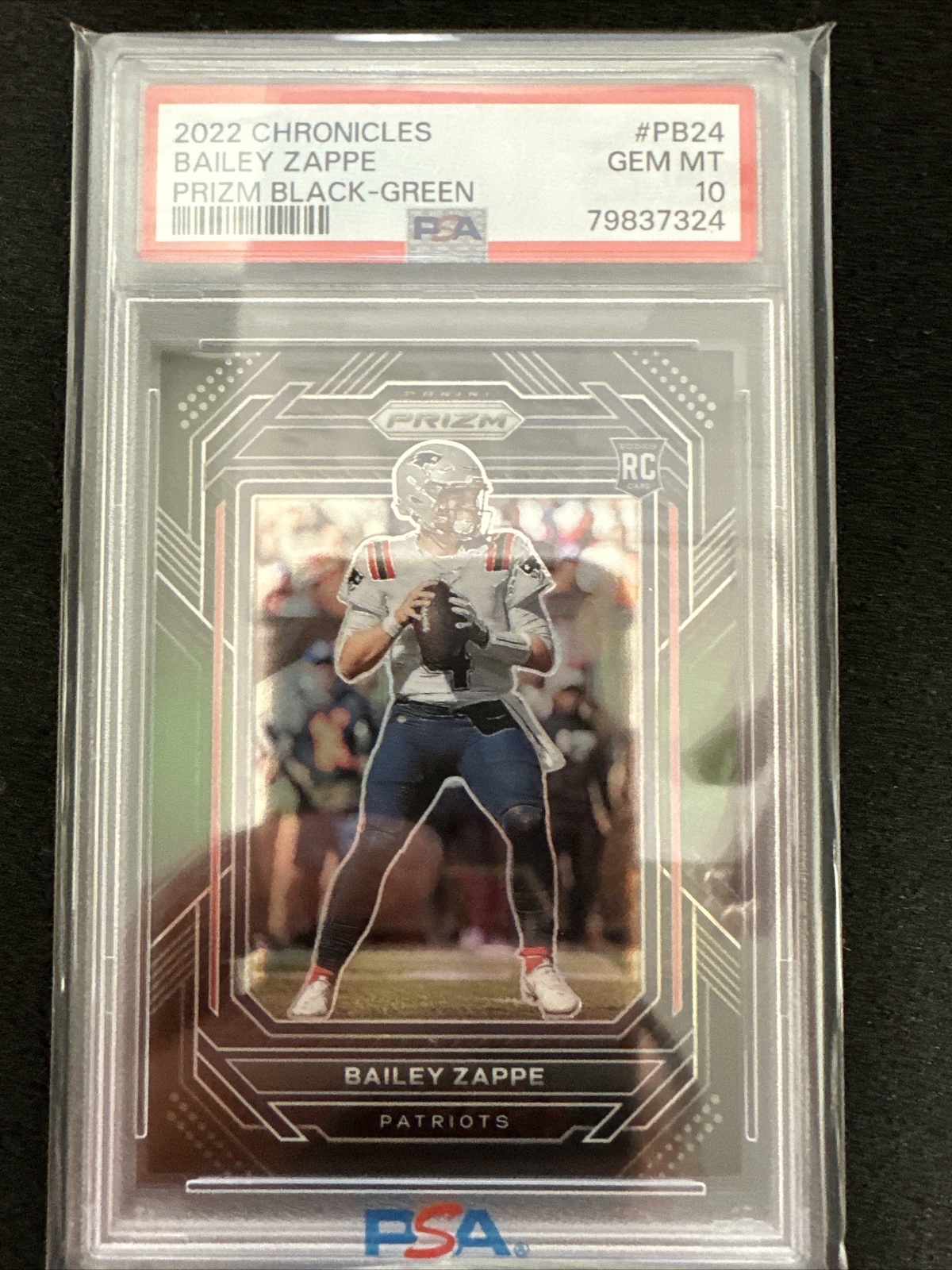 Bailey Zappe Panini Chronicles Prizm Black #PB24 Green