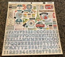 Carta Bella CARTOGRAPHY NO 1 12x12 Sticker Sheet World Travel Alphabet