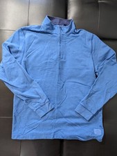 IZOD Men's Saltwater 1/4 Zip Sweater Marled Blue Pullover Mens L