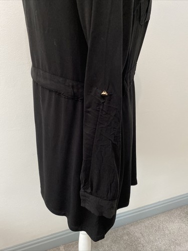 Misguided Ladies Black Longline Adjustable Sleeve Tunic Zip Shirt Dress UK 8 - Picture 8 of 10
