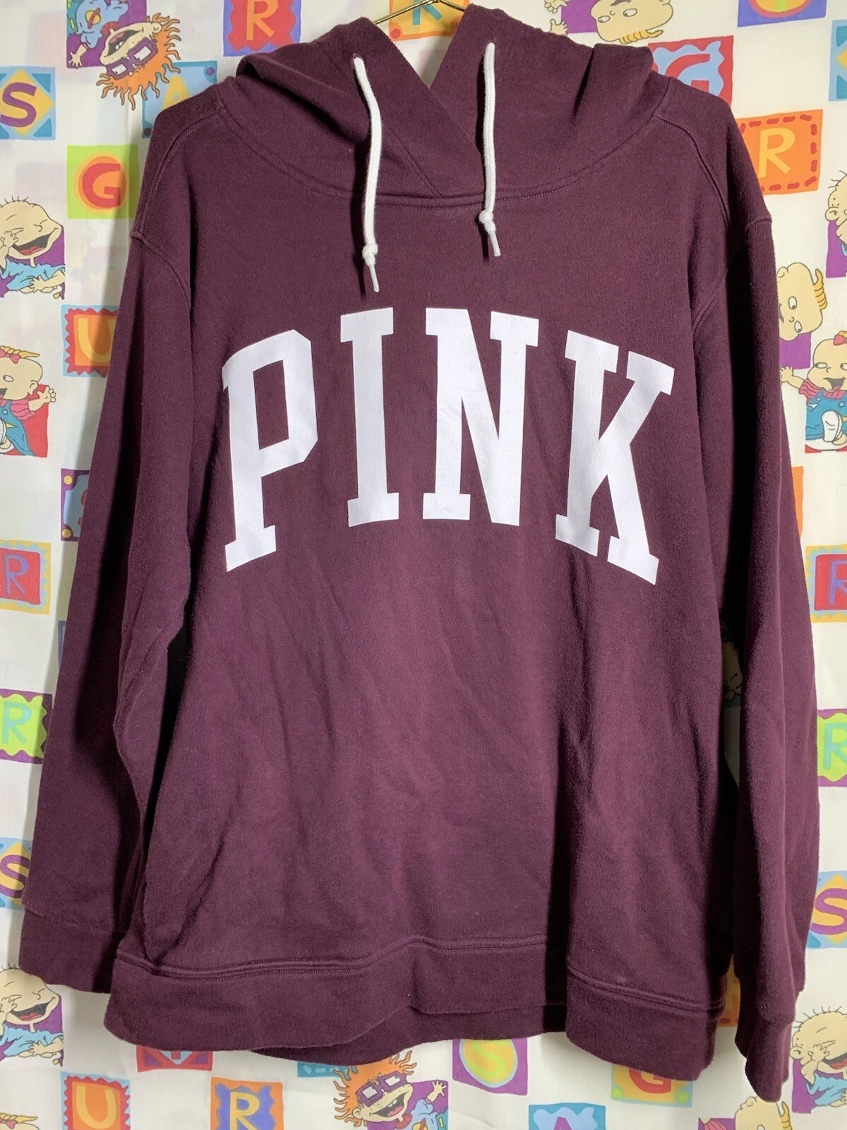 UNDERCOVER Victorias Secret rosa felpa con cappuccio donna piccola viola pullover tasche