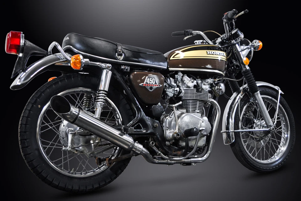 Silenciador de salida de acero inoxidable 2-1 410 mm escape completo Honda CB450 CL450 1969-1974 Foto 2 de 4