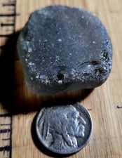 GENUINE BEACH SEA GLASS SURF TUMBLED, THICK, GREY SLAB, NOT FLAWLESS NICE RARE