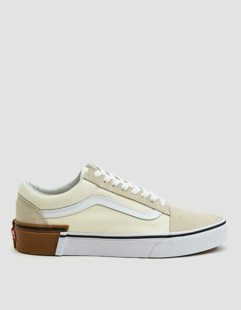 vans old skool gum block white skate shoes