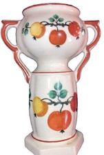 Vintage Czech Yellow / Orange Luster Ladies Spitoon Fruited Vase 5 1/2" Stamped