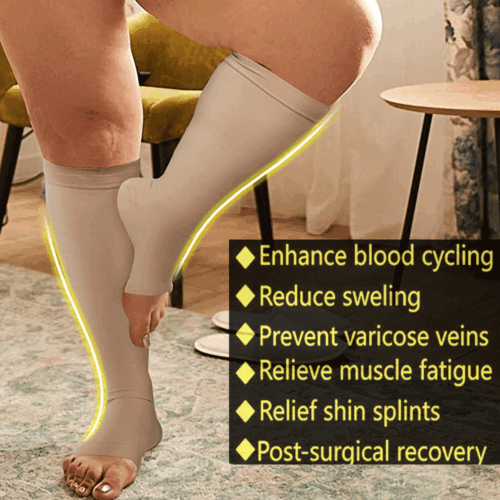 Pair Plus Size Knee High Compression Socks Men Women Medical Stockings S-7XL CFR - Picture 6 of 23