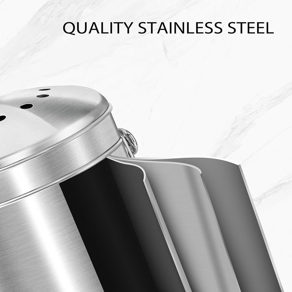 Compost Bucket for Kitchen Countertop,1.3 Gallon Stainless Steel