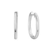 Ohrring Ohrschmuck Creolen 925 Sterling Silber Rhodiniert Glanz Poliert Damen V
