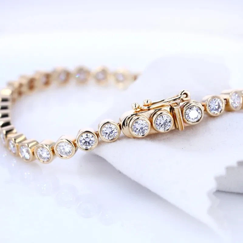 OFFER 3.00 CT 100% Natural Round Diamond Tennis Bracelet Yellow Gold - Bezel Set - Image 4 of 4