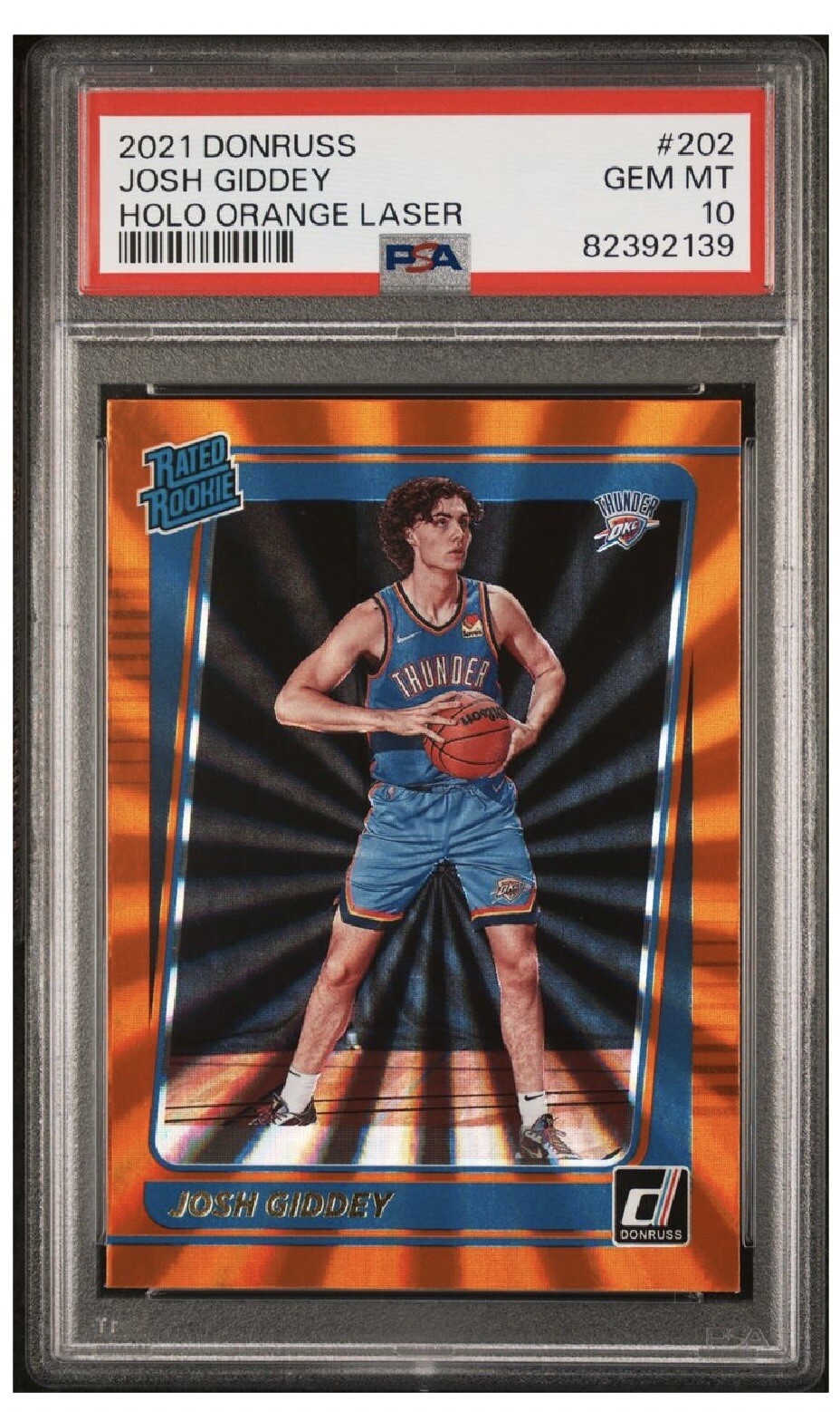 2021 DONRUSS  #202 JOSH GIDDEY HOLO ORANGE LASER RC PSA 10 Rookie OKC Thunder
