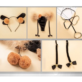 Sexy Lingerie Set Cosplay Bow-knot Fuzzy Bra Panty Bikini Uniform Dress Costumes