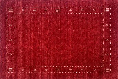 Rot Teppich 100% Wolle Handgefertigt 170X240 cm Handgewebt Gabbeh Orient AC06 - Bild 1 von 4