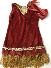 Creations By Cicci Dance Costume Ballet Skating NYE Red Velvety Flapper Dress