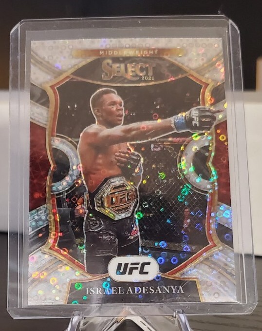 Israel Adesanya UFC 2021 Select Concourse Silver Disco Prizm Card #64 Champion