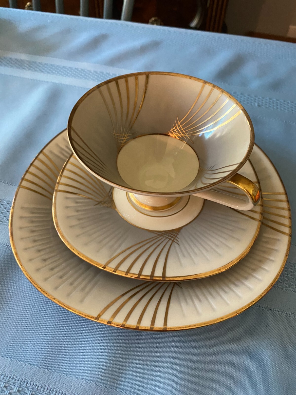 Vintage Zeh Scherzer Bavaria, Germany  3 pc Tea Cup,Saucer & Dessert Plate Set