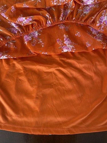 Vince Camuto Dress Women’s Orange Floral Flouncy Dress size Small Lined - Picture 10 of 11