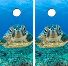 Green Sea Turtle Cornhole Board Wrap LAMINATED Decal Vinyl Sticker 4306
